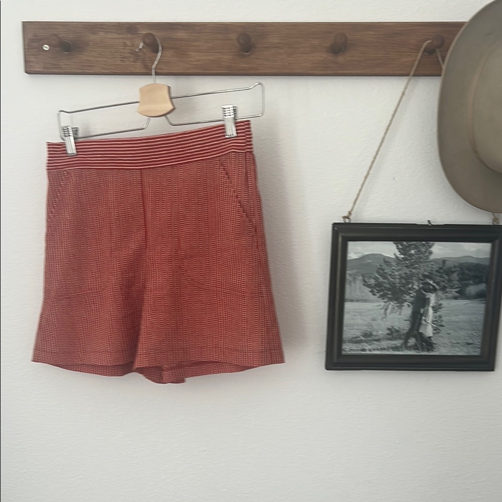 Women's pull on Red Striped Shorts.